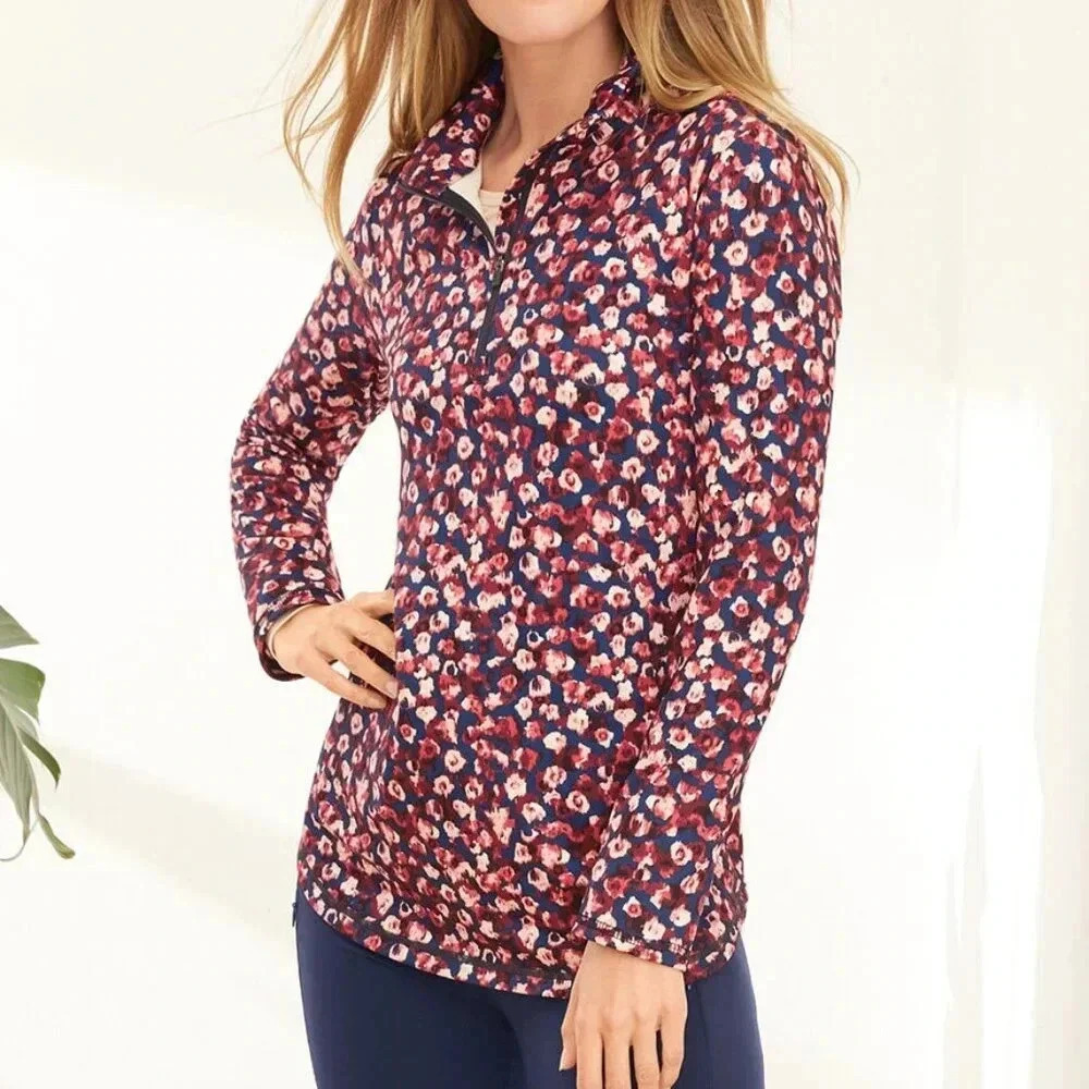 T by Talbots On the Move Floral Half Zip Top